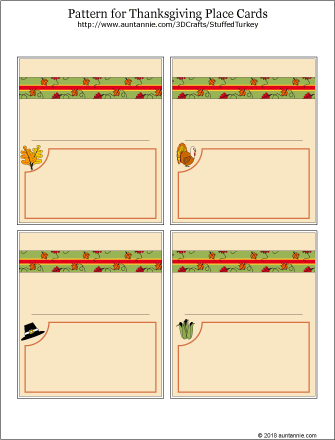 Printable of Thanksgiving place cards