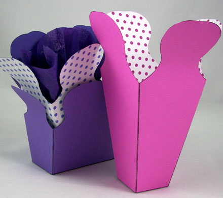 Flared boxes made with decorative paper