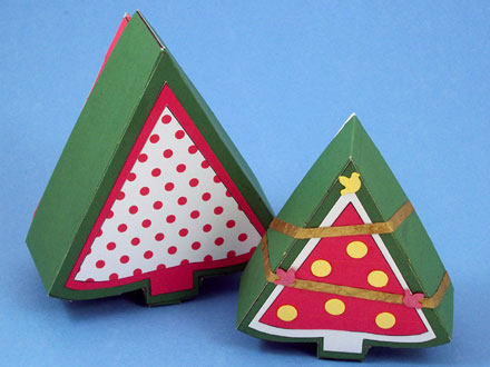 Christmas tree shaped boxes in two sizes