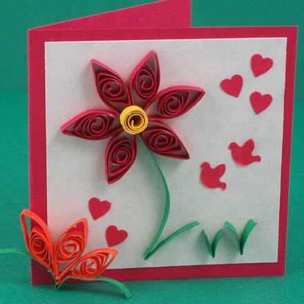 Gift card with quilled flowers