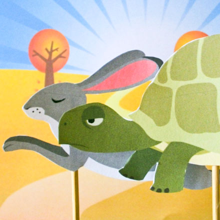 Tortoise and hare clip art puppets