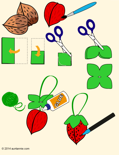 Illustration of how to make the walnut strawberries