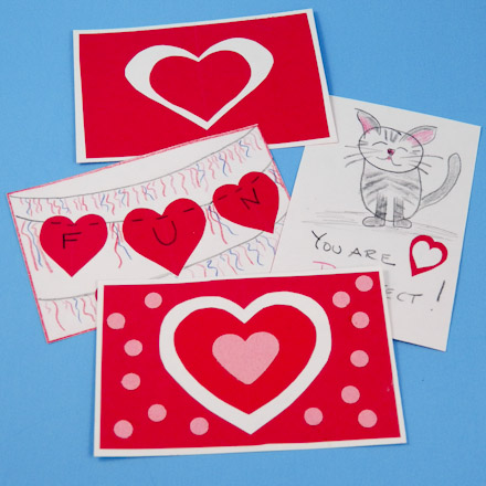 Easy Valentine card with heart cutouts