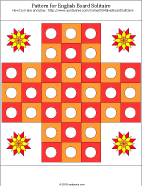 Printable English Board Solitaire game - square, oranges/yellows