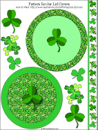 Printable pattern for lid covers with shamrocks for St. Patrick's Day