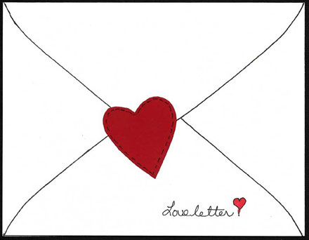 Love letter card with applique heart