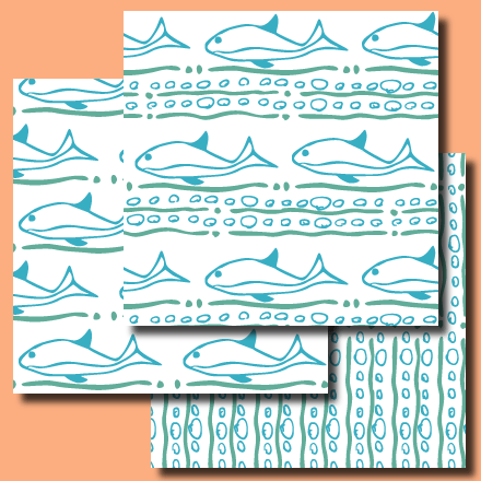 Squiggles and Fish digital papers