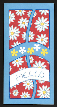 Tall four patch card with flower punch embellishments