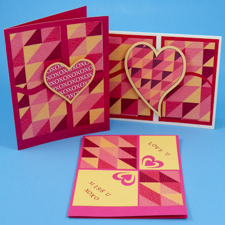 Four Patch cards made with Triangle Patchwork ePaper