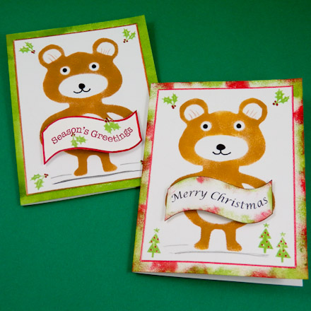 Stenciled Bear Christmas Cards