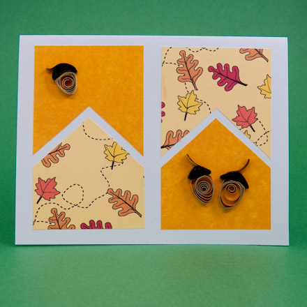 Cards with Fall Leaves paper and acorn quilling designs