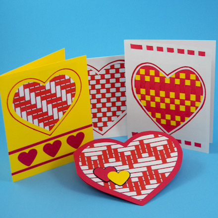 Examples of Valentines with woven hearts