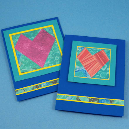 Examples of cards featuring strip folding hearts