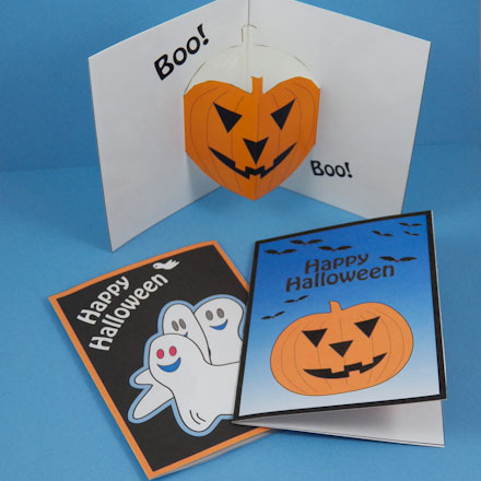 Halloween cards with jack-o'-lantern pop-up