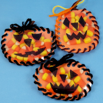 Sew-a-pumpkin Halloween party favor
