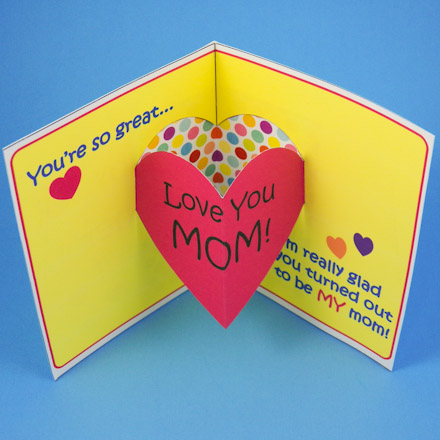 Heart pop-up backed with decorative paper
