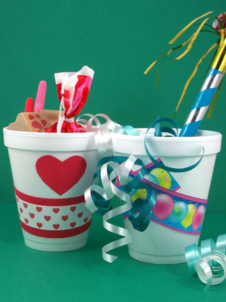 Party favors decorated for New Year's Eve and Valentines' Day