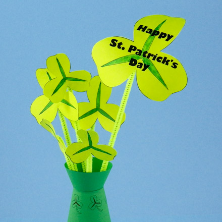 Shamrock Centerpiece with chenille stems (pipe cleaners)