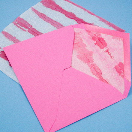 Painted tissue paper envelope liner