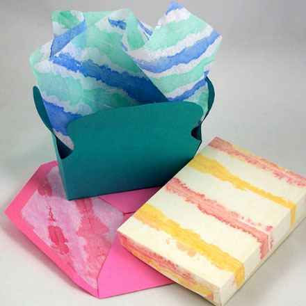 Examples of ways to use painted tissue paper
