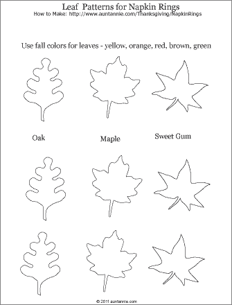 Patterns for small leaves to decorate napkin rings