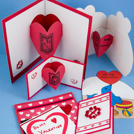 Examples of separate heart pop-ups to add to handmade cards