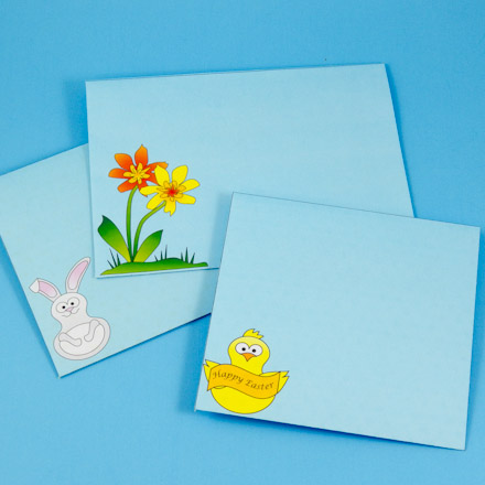 Easter envelope patterns - chick, bunny and flowers
